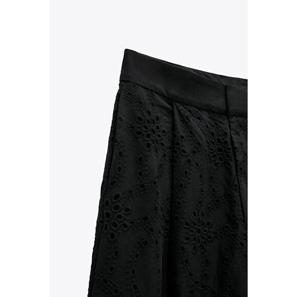 ZARA Openwork Pants Black New - Picture 6 of 13